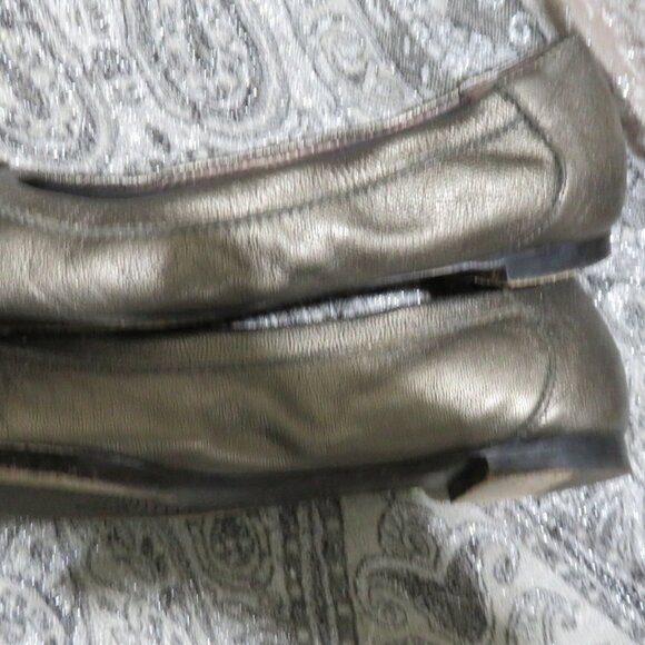 BOGO AGL Black Silverish Leather Cap Toe Ballet Flat Size 8 scrunched slip on 8 - Picture 8 of 13
